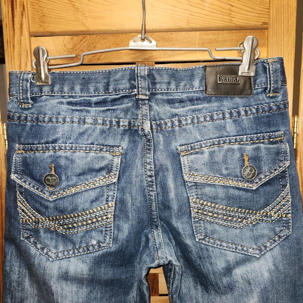 Rebel Blue Denim Jeans Girl Size 14 Cotton Polyester - Picture 3 of 11